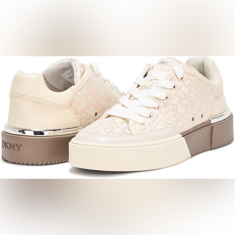 NIB DKNY Women's Bradley Logo Platform Lace Up Sneaker Size 8 - Picture 2 of 5